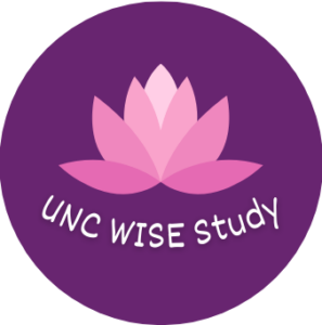 UNC WISE Study logo: pink lotus on a purple background above the words "UNC WISE Study"
